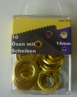 Ã–sen mit Scheiben 14mm (10 Stuck), Gold